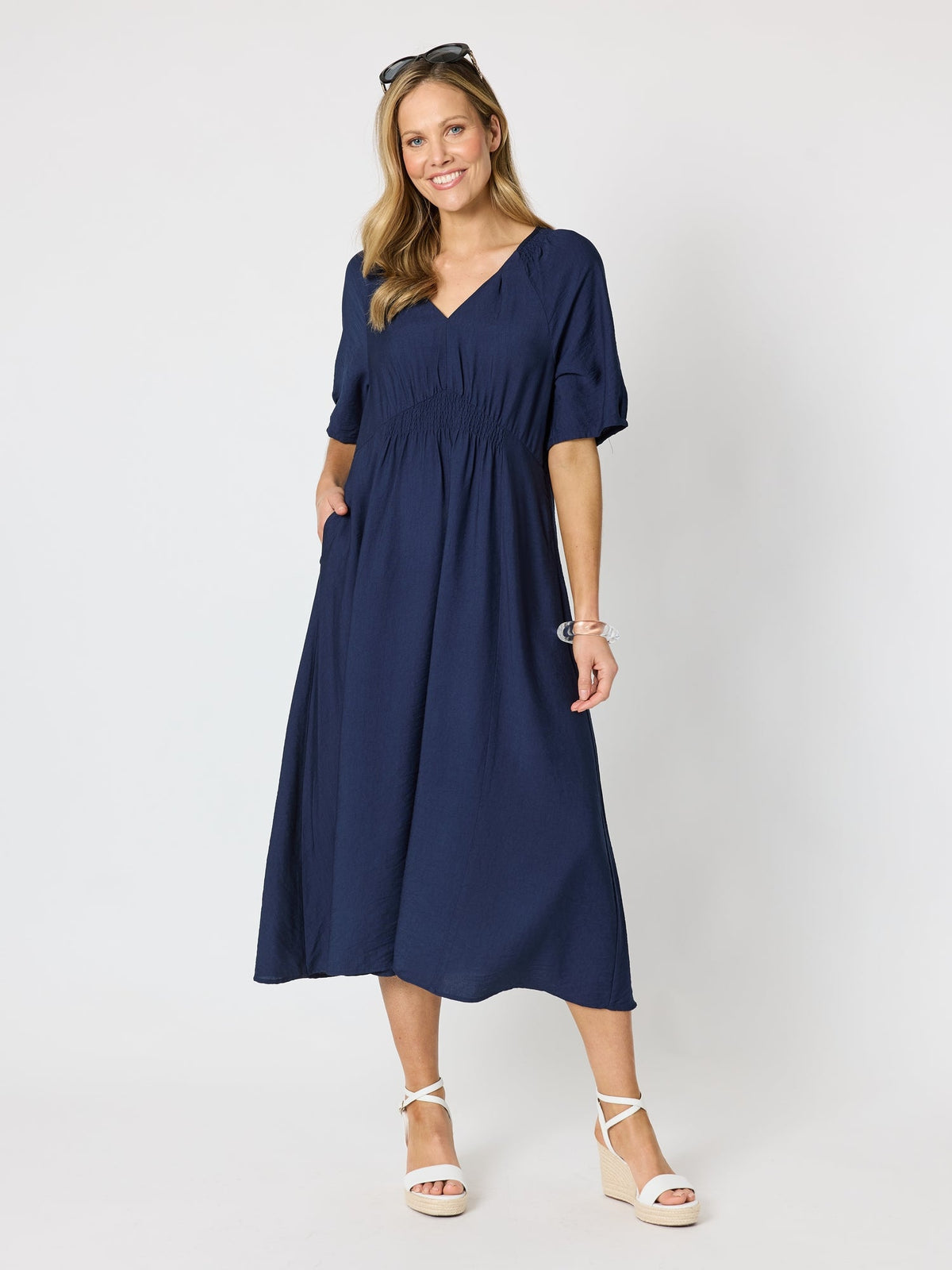 Image of Dresses. Product name - Marina Dress Navy in Navy colour by brand - Clarity