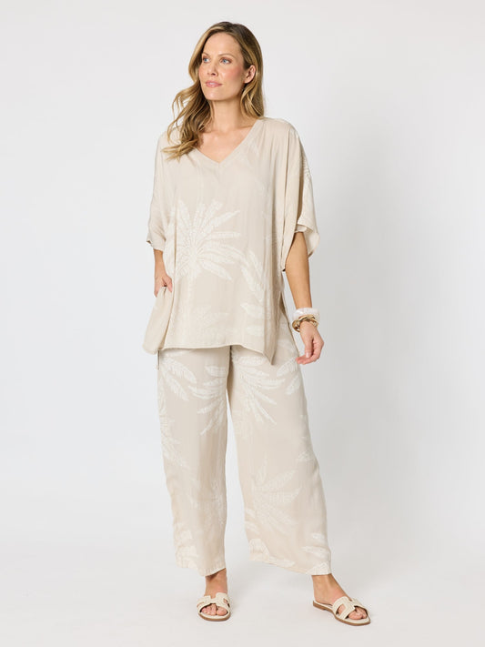 Hammock & Vine Sunset Palm Print Top (Natural/White)