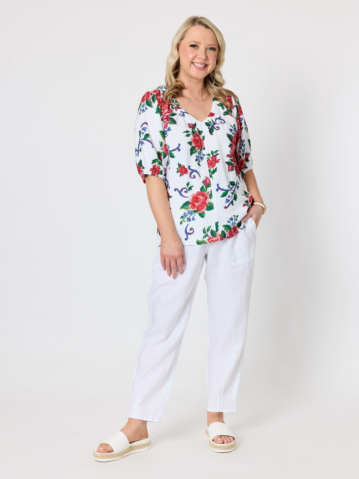Gordon Smith Fiesta Floral Print Top (Rouge Multi)