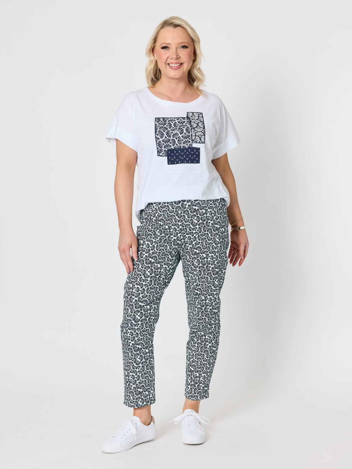 Gordon Smith Oasis Print Slim Leg Pant (Navy/White)