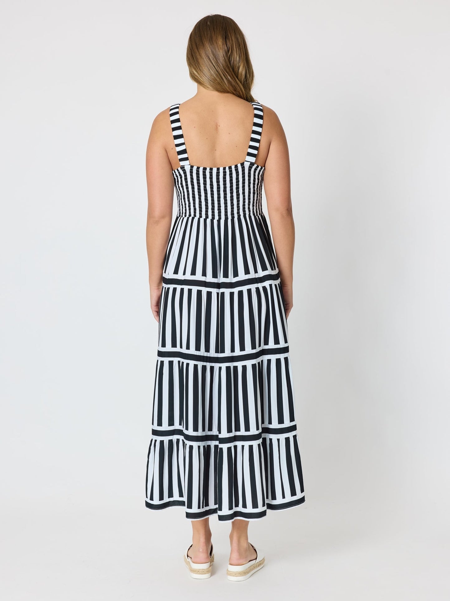 Threadz Bianca Stripe Print Sundress (Black/White)