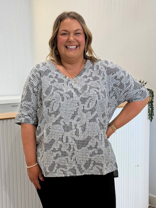 Clarity Tapestry Print Top (Black/White)