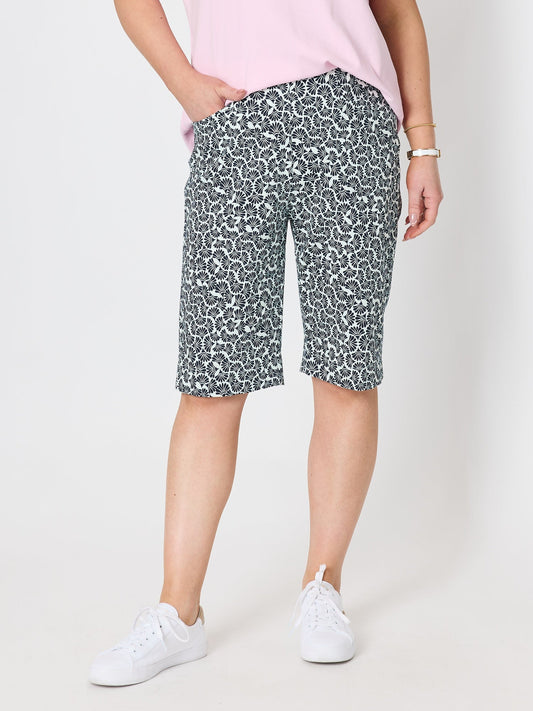 Image of a model wearing Shorts. Product name - Oasis Print Short Navy/White in Navy/White colour by brand - Gordon Smith