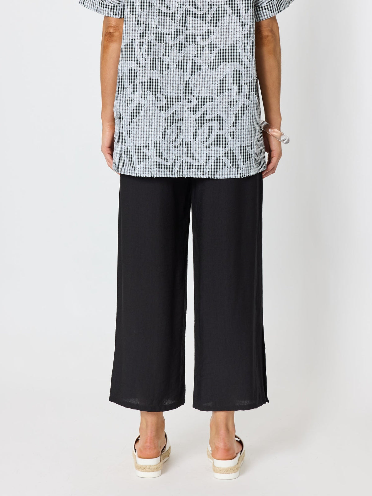 Clarity Essential Button Wide Leg Pant (Black)