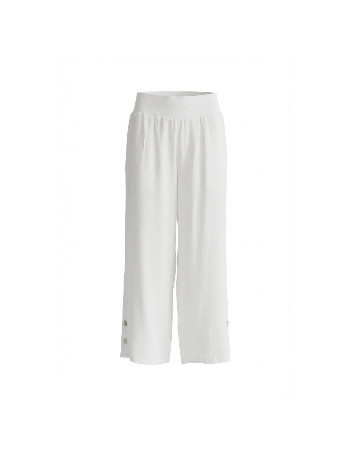 Clarity Essential Button Wide Leg Pant (Ivory)