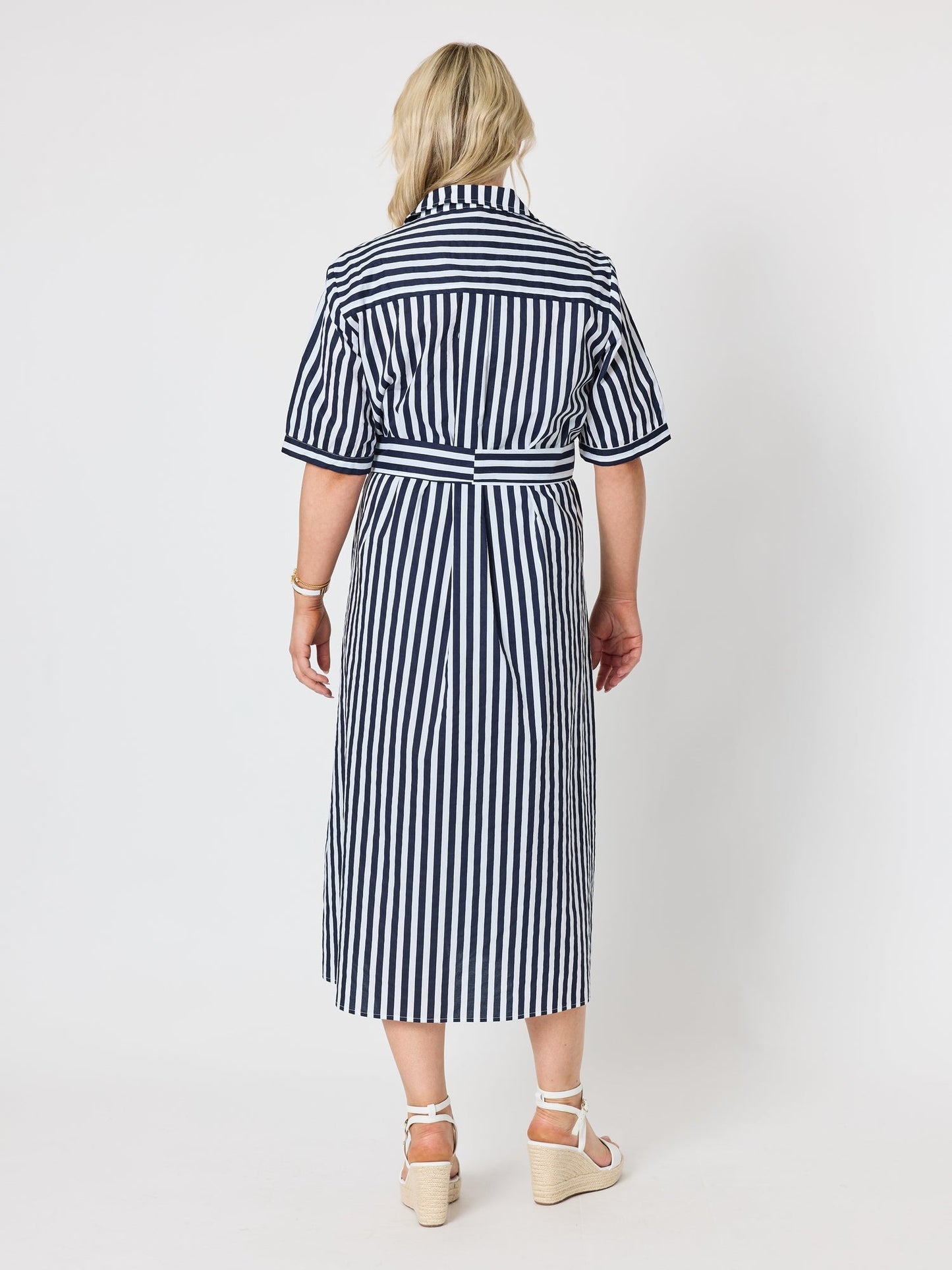 Gordon Smith Riviera Stripe Print Shirtdress (Navy/White)