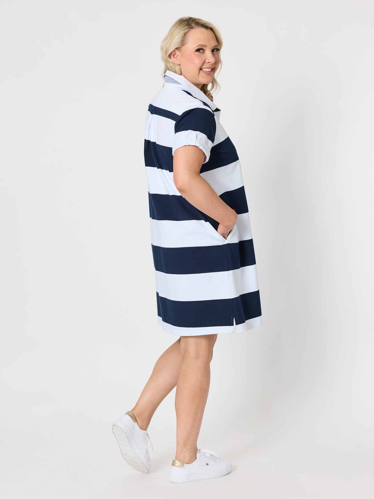 Gordon Smith Riviera Polo Stripe Dress (Navy/White)