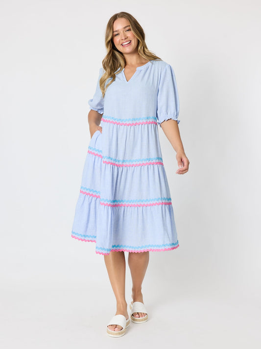 Threadz Canopy Ric Rac Dress (Pale Blue)