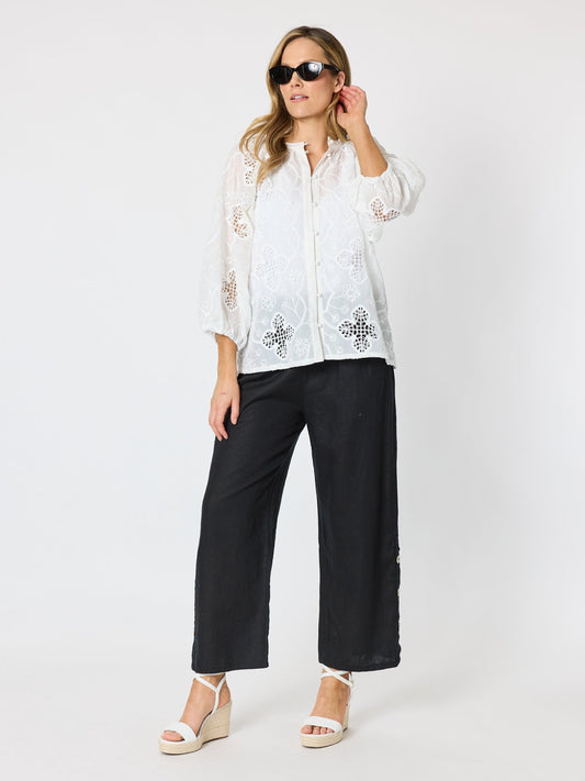 Hammock & Vine Carmen Embroidered Lace Top (White)
