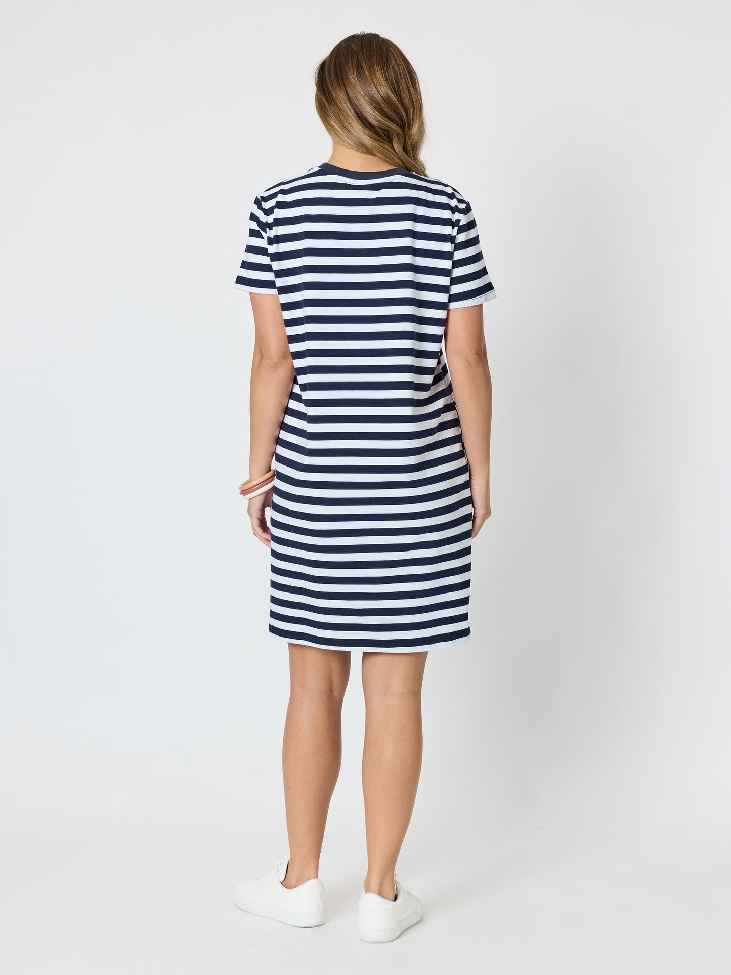 Threadz Cruz Stripe Print T-shirt Dress (Navy/White)