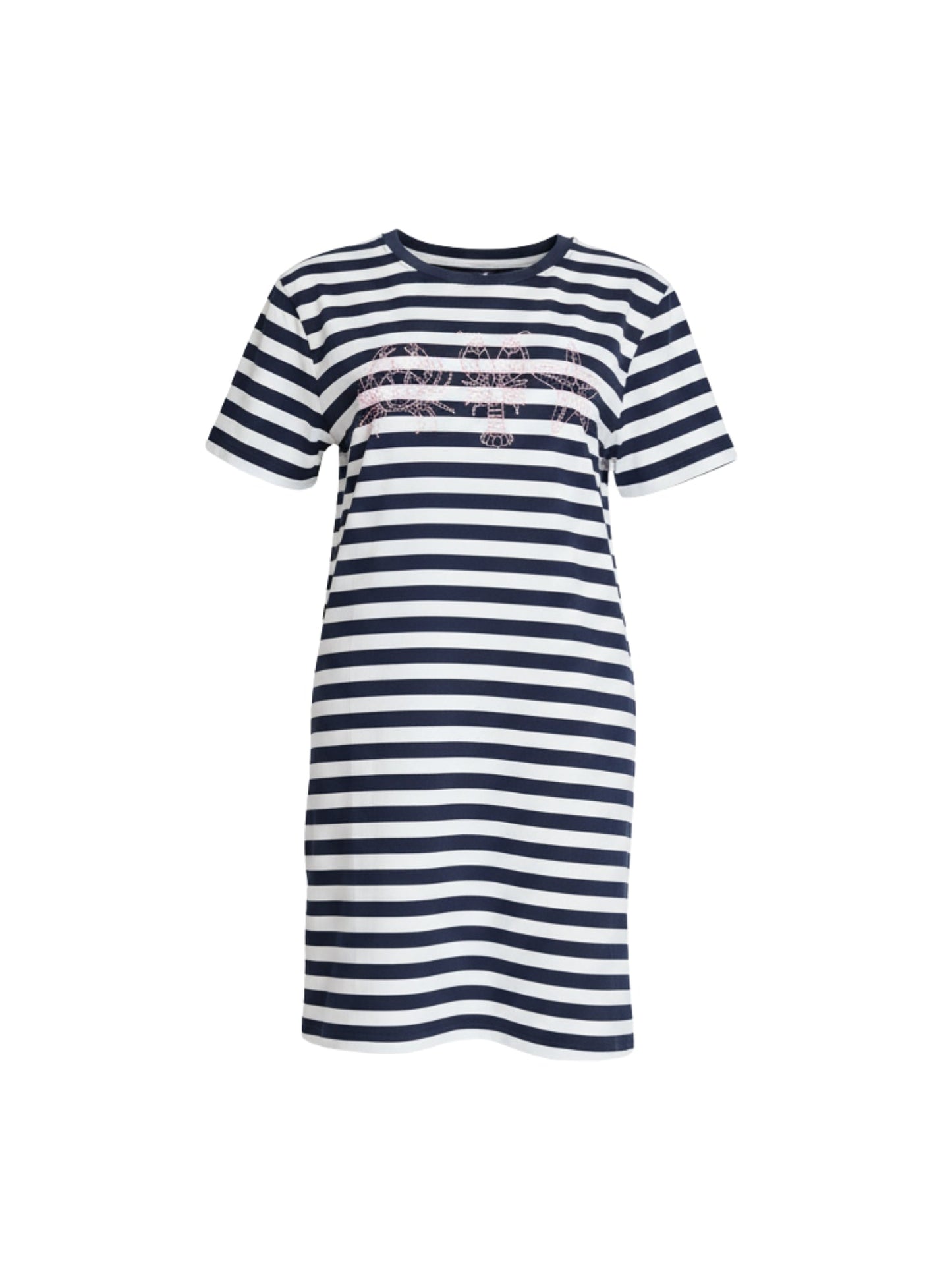 Threadz Cruz Stripe Print T-shirt Dress (Navy/White)