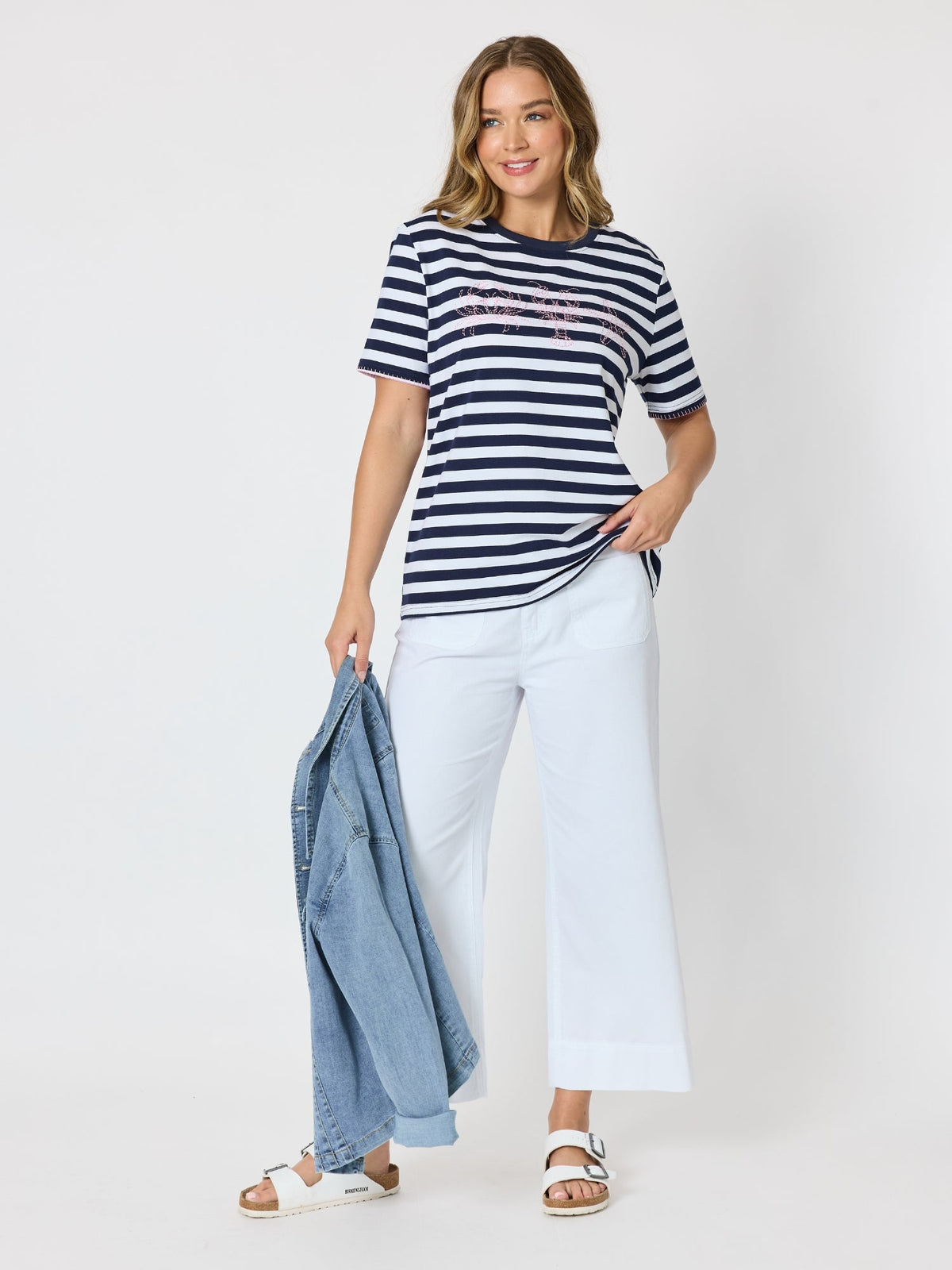 Threadz Cruz Stripe Print Tee (Navy/White)