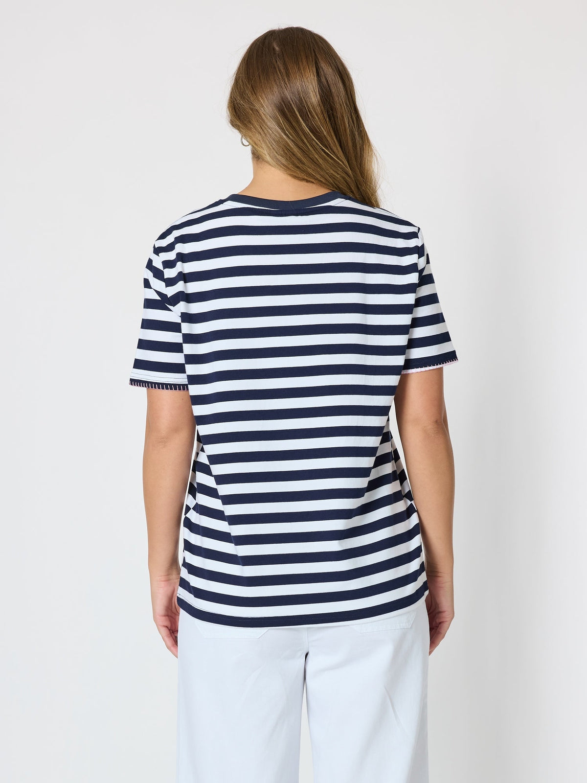 Threadz Cruz Stripe Print Tee (Navy/White)