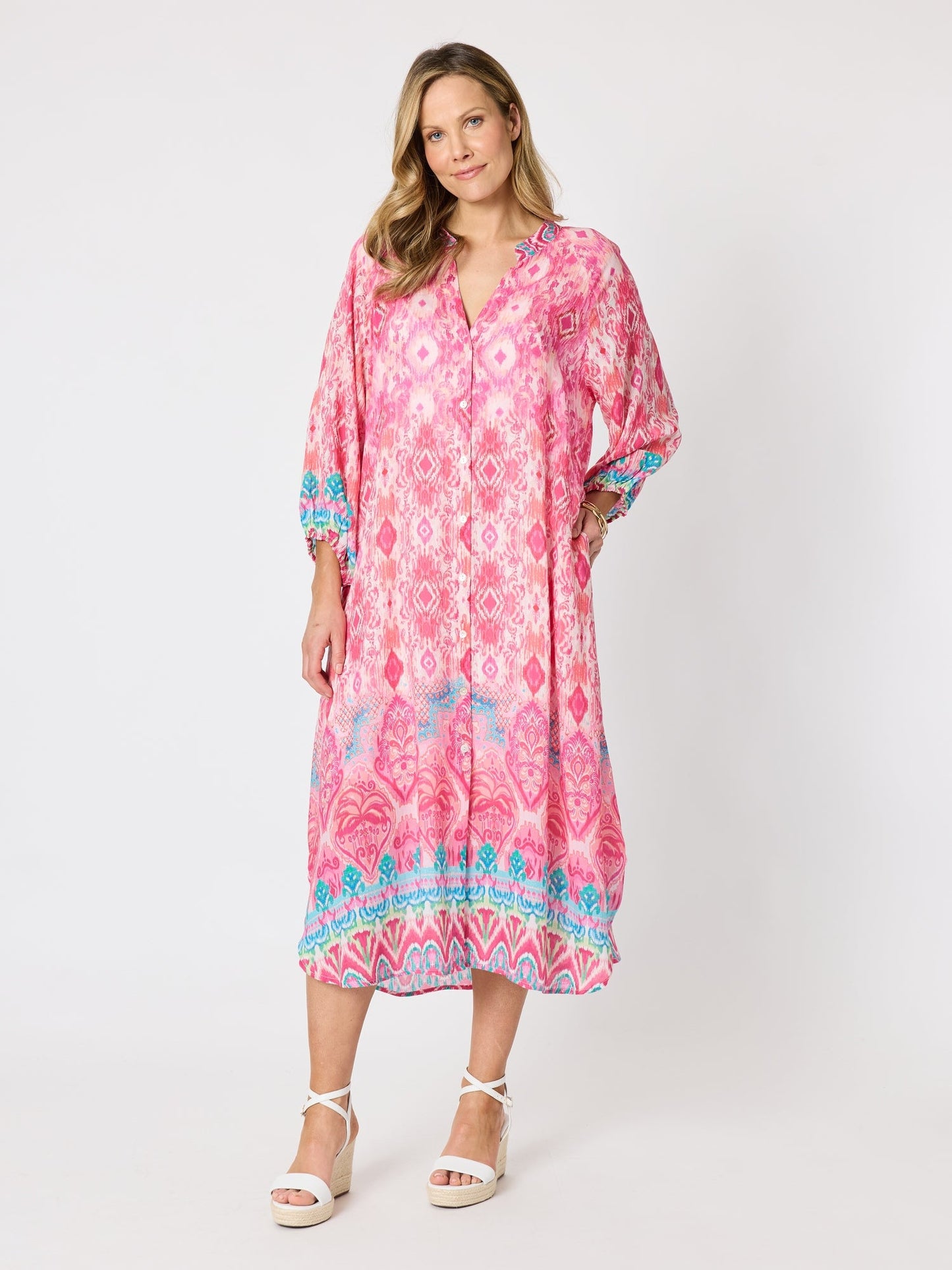 Image of Dresses. Product name - Coastal Daydream Print Dress Raspberry Multi in Raspberry Multi colour by brand - Hammock & Vine