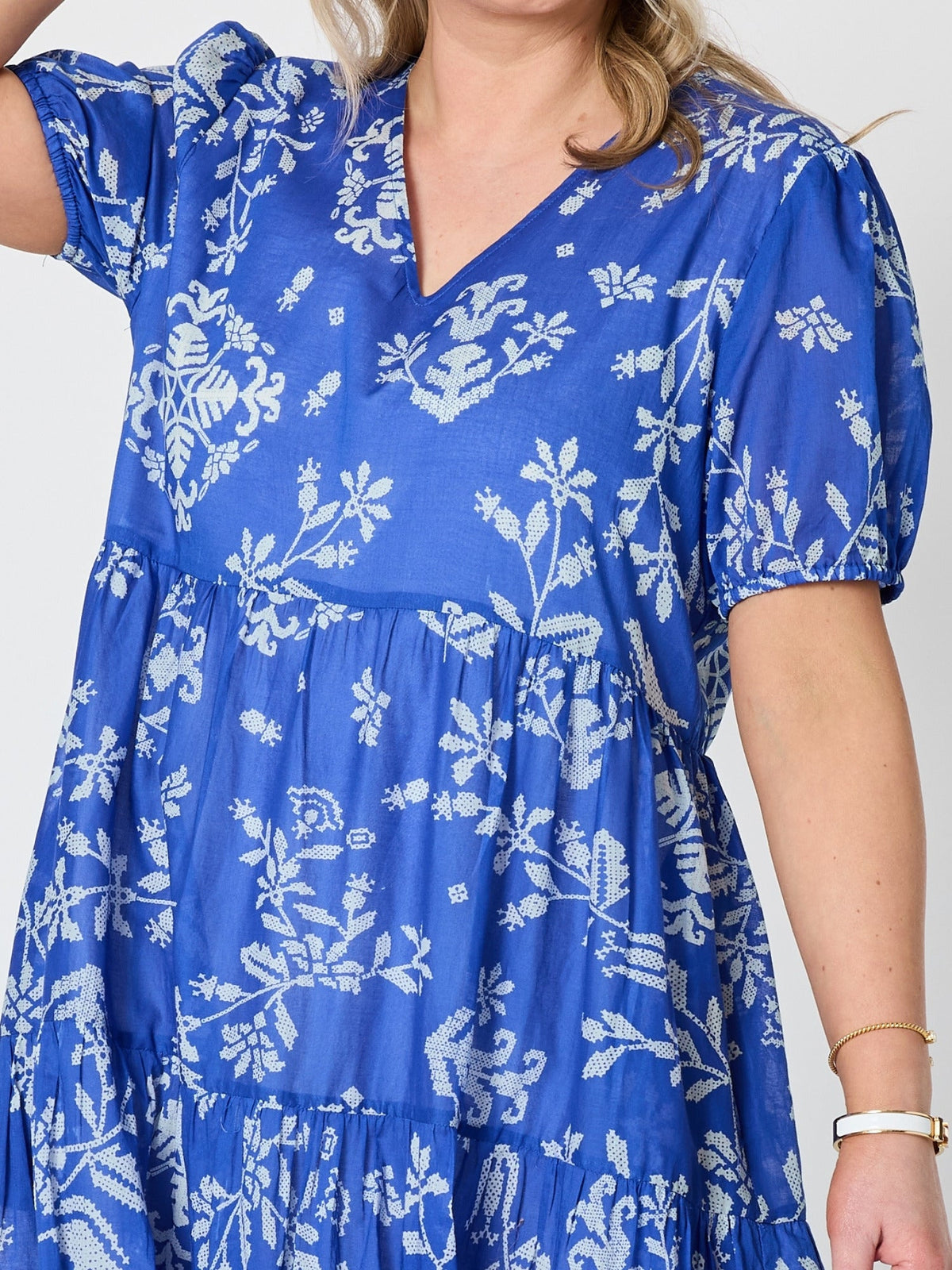 Gordon Smith Azure Garden Floral Print Dress (Azure White)