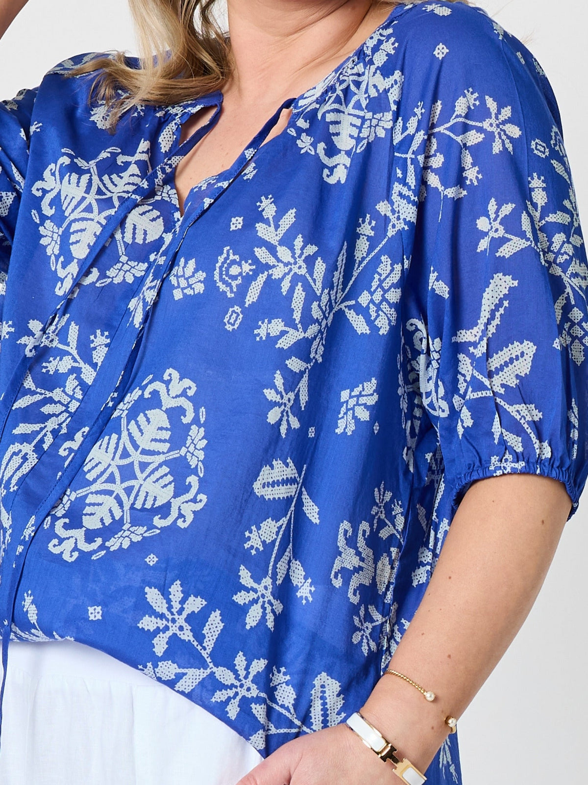 Gordon Smith Azure Garden Floral Print Top (Azure White)