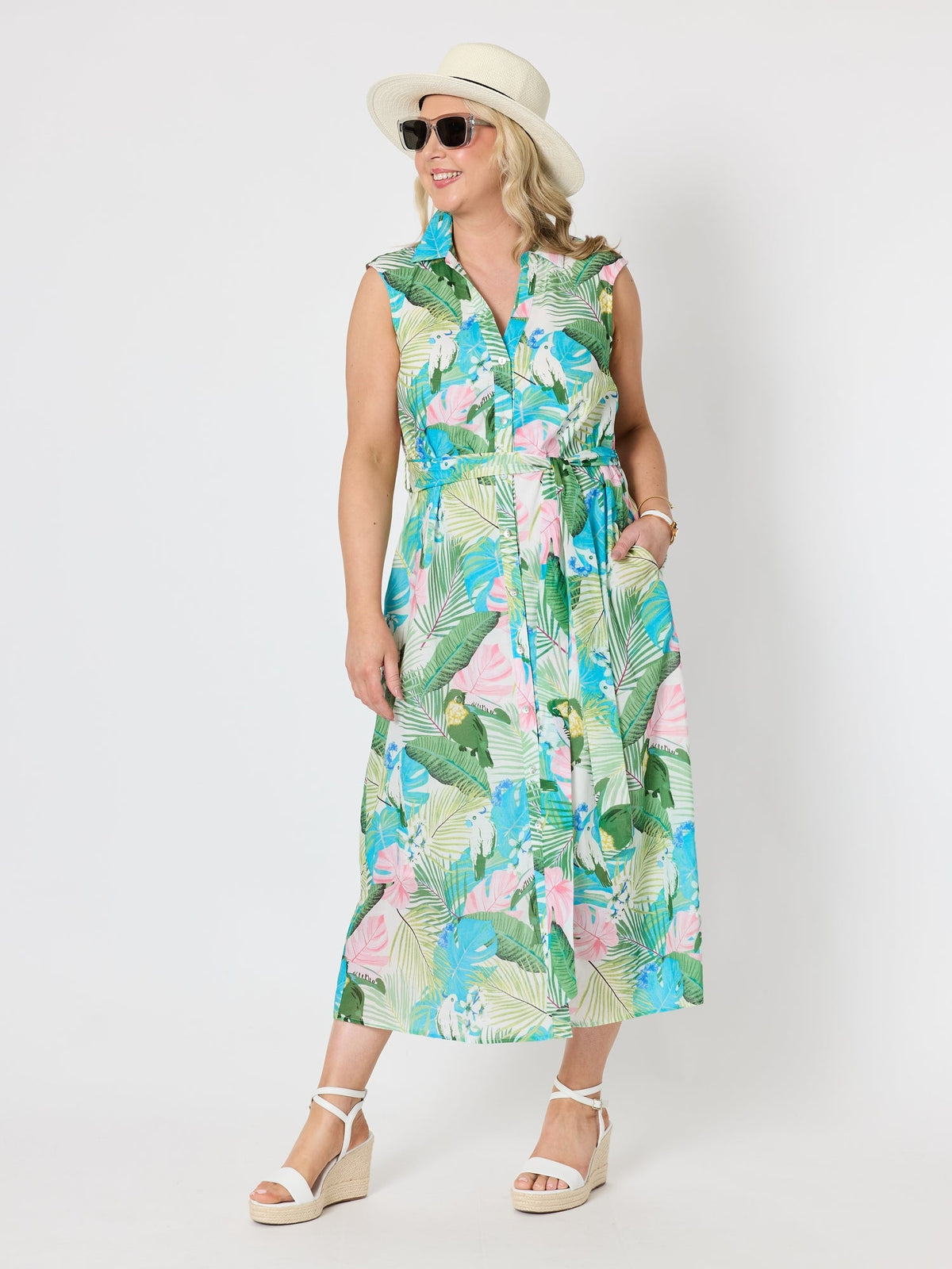 Gordon Smith Tropicana Floral Print Dress (Seafoam Multi)