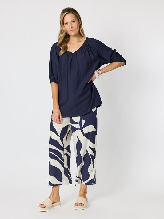 Clarity Marina Bay V Neck Top (Navy)