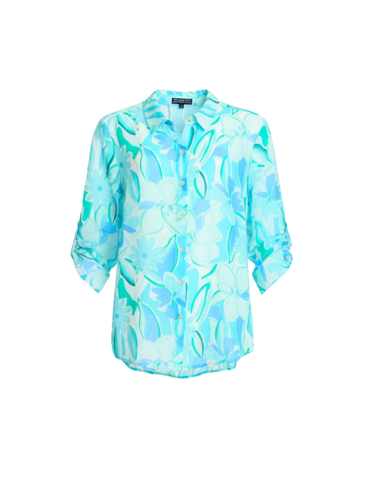 Gordon Smith Island Bloom Floral Print Sheer Shirt (Seafoam Multi)