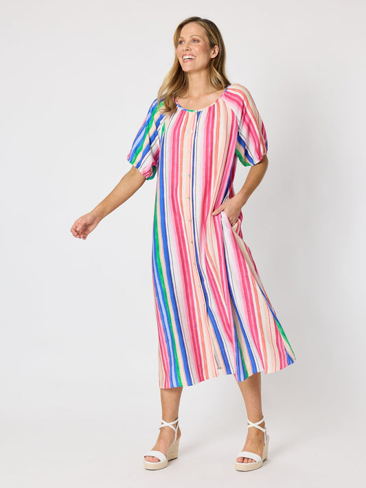 Clarity Jewel Stripe Print Dress (Candy Multi)