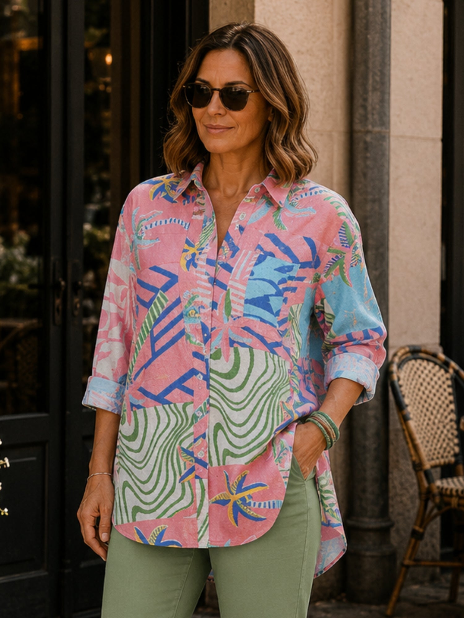 Image of Shirts. Product name - Urban Jungle Print Shirt Musk Multi in Musk Multi colour by brand - Threadz
