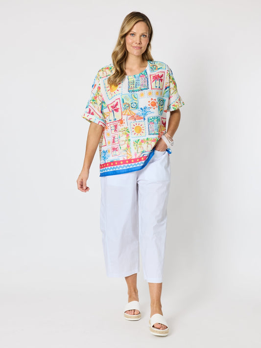 Clarity Costa Rica Print Top (Aqua Multi)