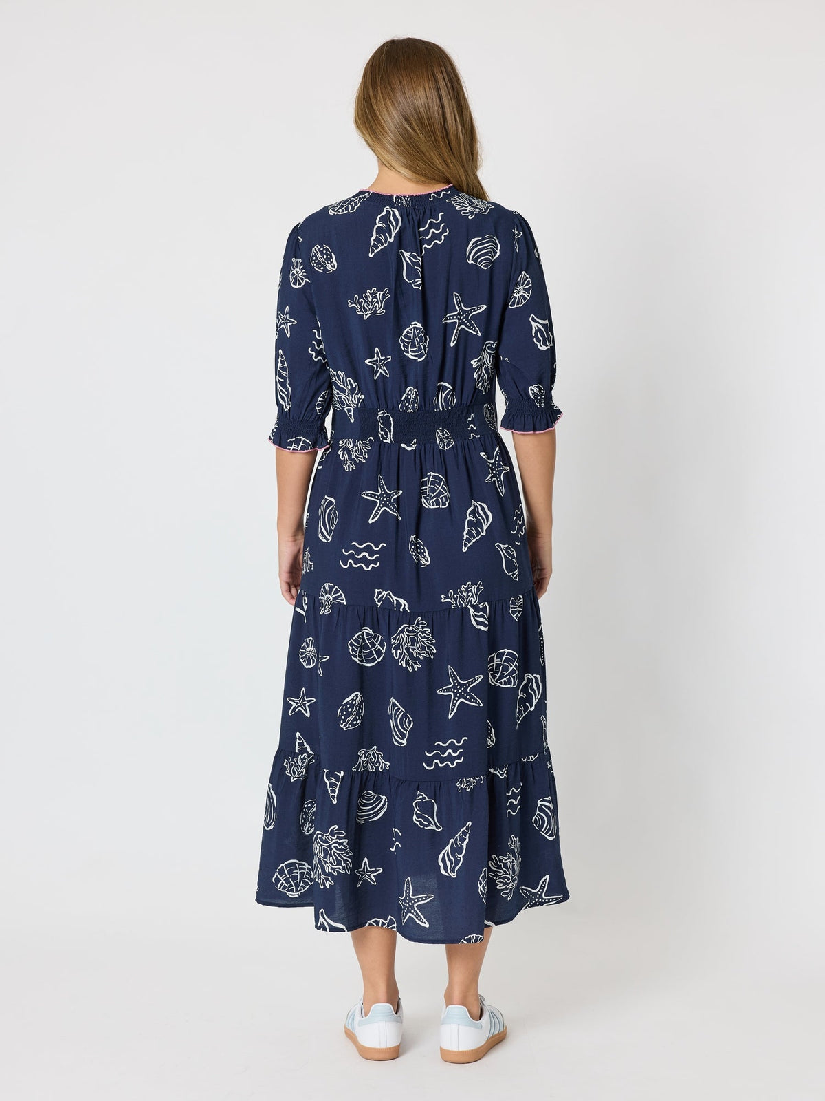 Threadz Montecito Print Dress (Navy/White)