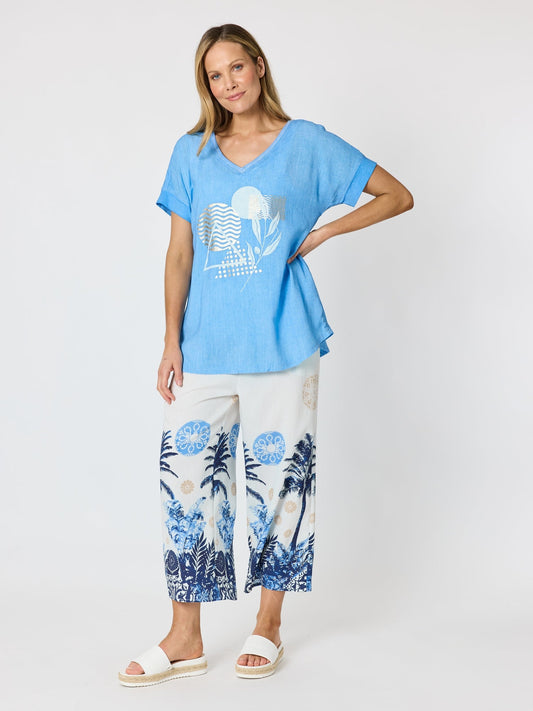 Clarity Orbit Print Top (Sky Blue)