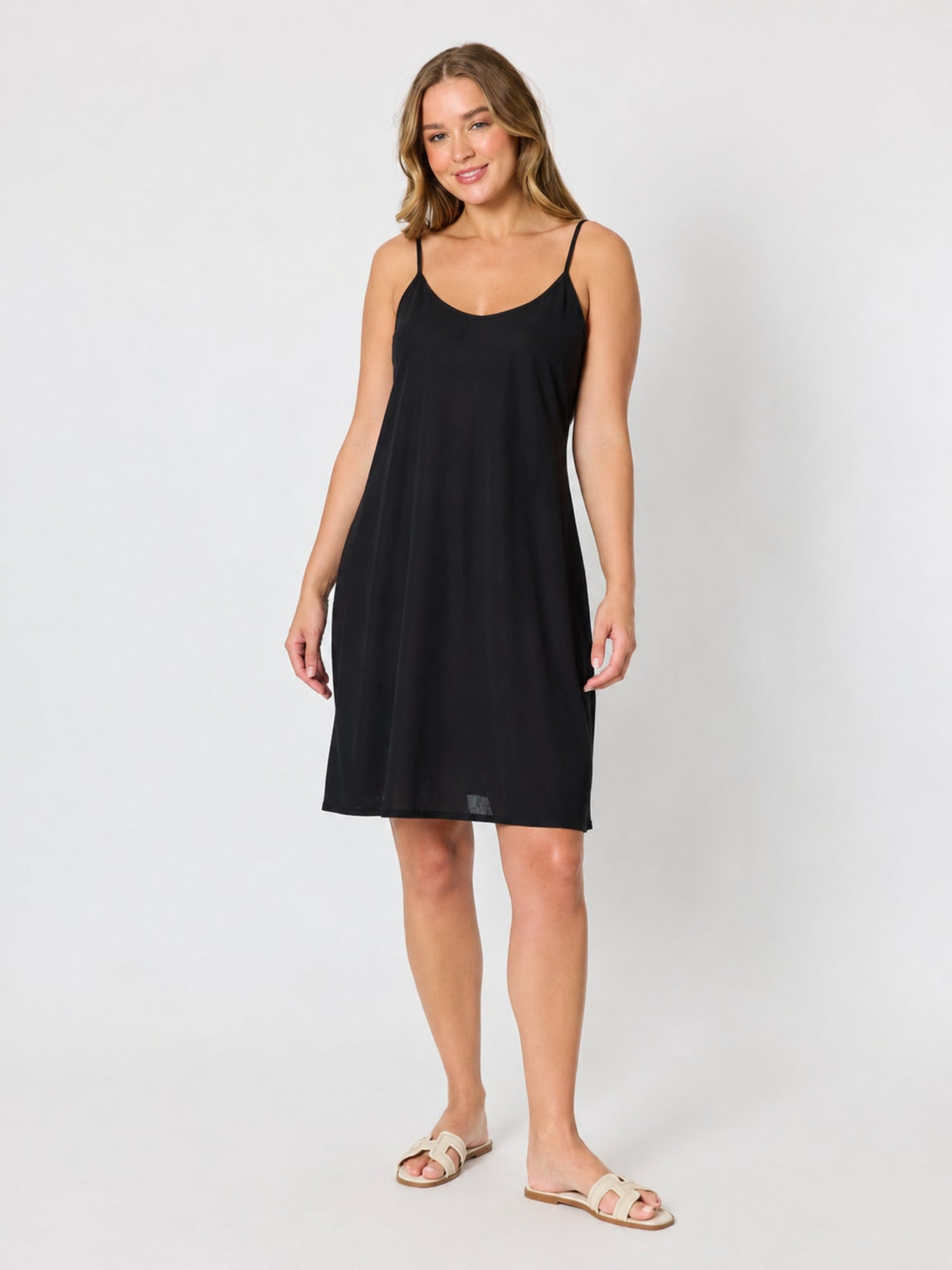 Image of Dresses. Product name - Cotton Slip Black in Black colour by brand - Threadz