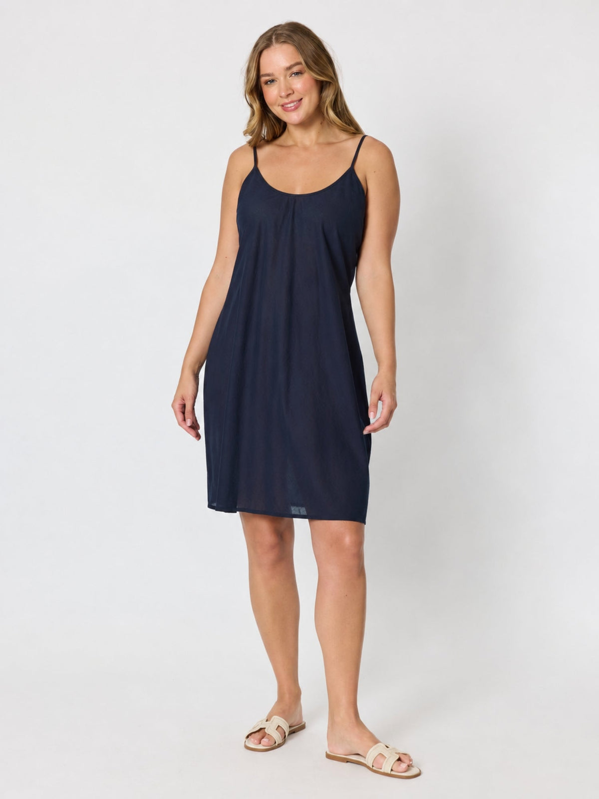 Image of Dresses. Product name - Cotton Slip Navy in Navy colour by brand - Threadz