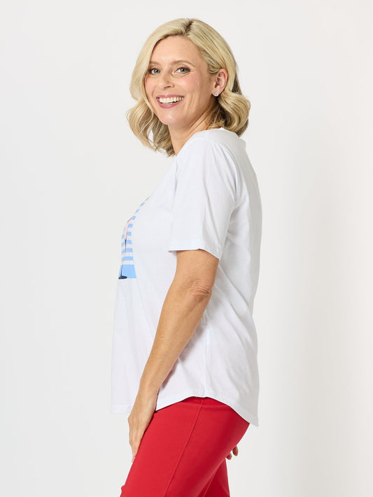 Threadz Summer Spritz Print Cotton Tee (White Multi)