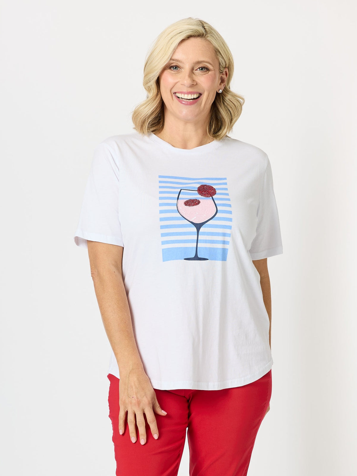 Image of T-Shirts. Product name - Summer Spritz Print Cotton Tee White Multi in White Multi colour by brand - Threadz