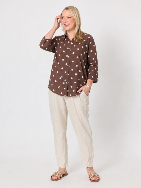 Gordon Smith Riviera Cotton Spot Shirt (Coffee White)
