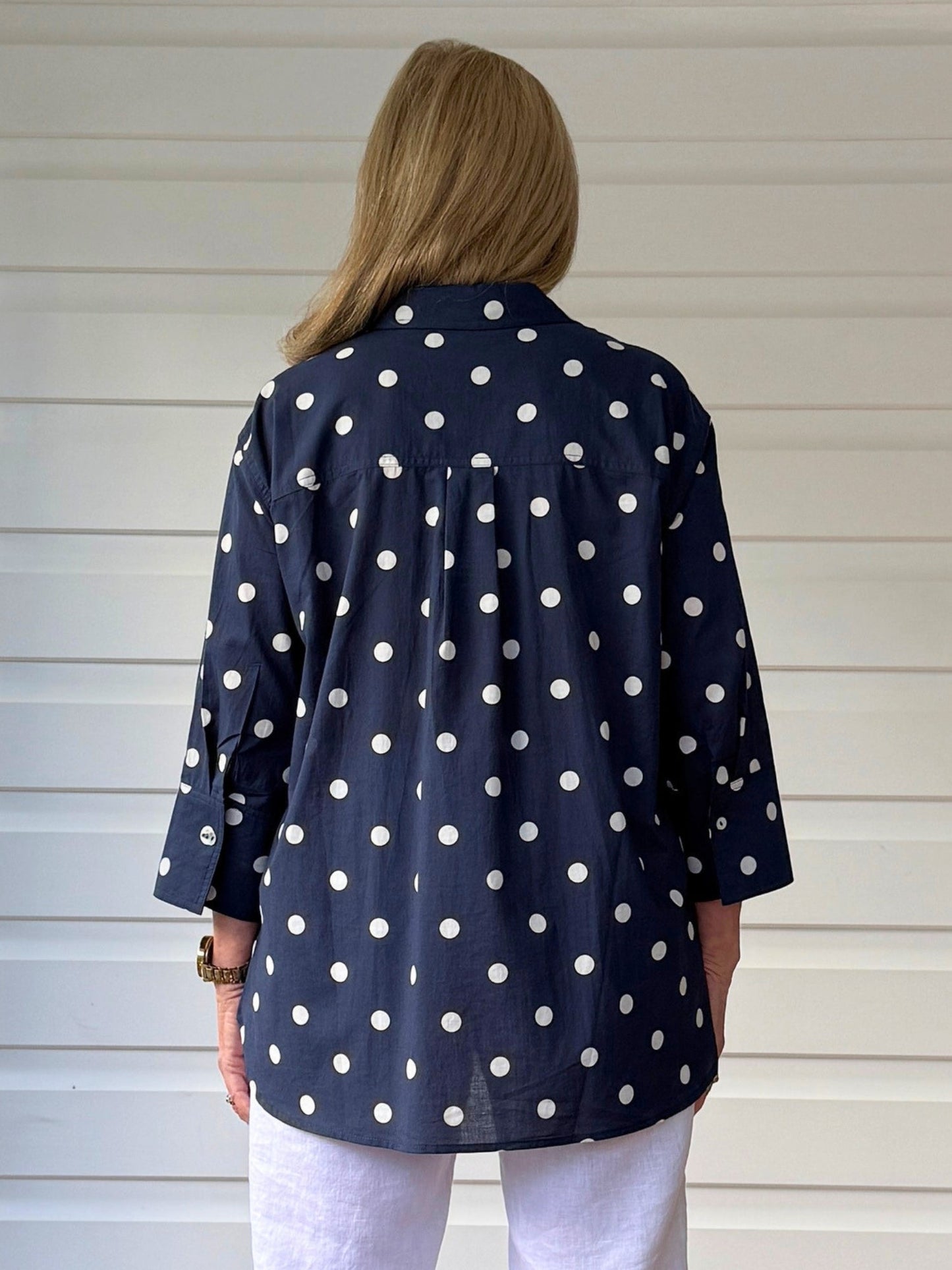 Gordon Smith Riviera Cotton Spot Shirt (Navy/White)