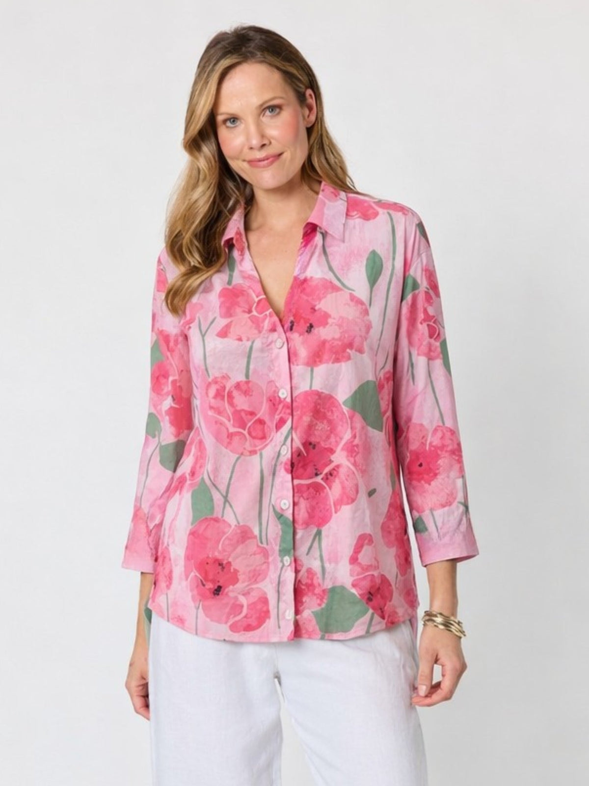 Image of Shirts. Product name - Candy Garden Floral Print Shirt Pink/Multi in Pink/Multi colour by brand - Threadz