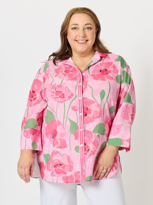 Image of Shirts. Product name - Candy Garden Floral Print Shirt Pink/Multi in Pink/Multi colour by brand - Threadz