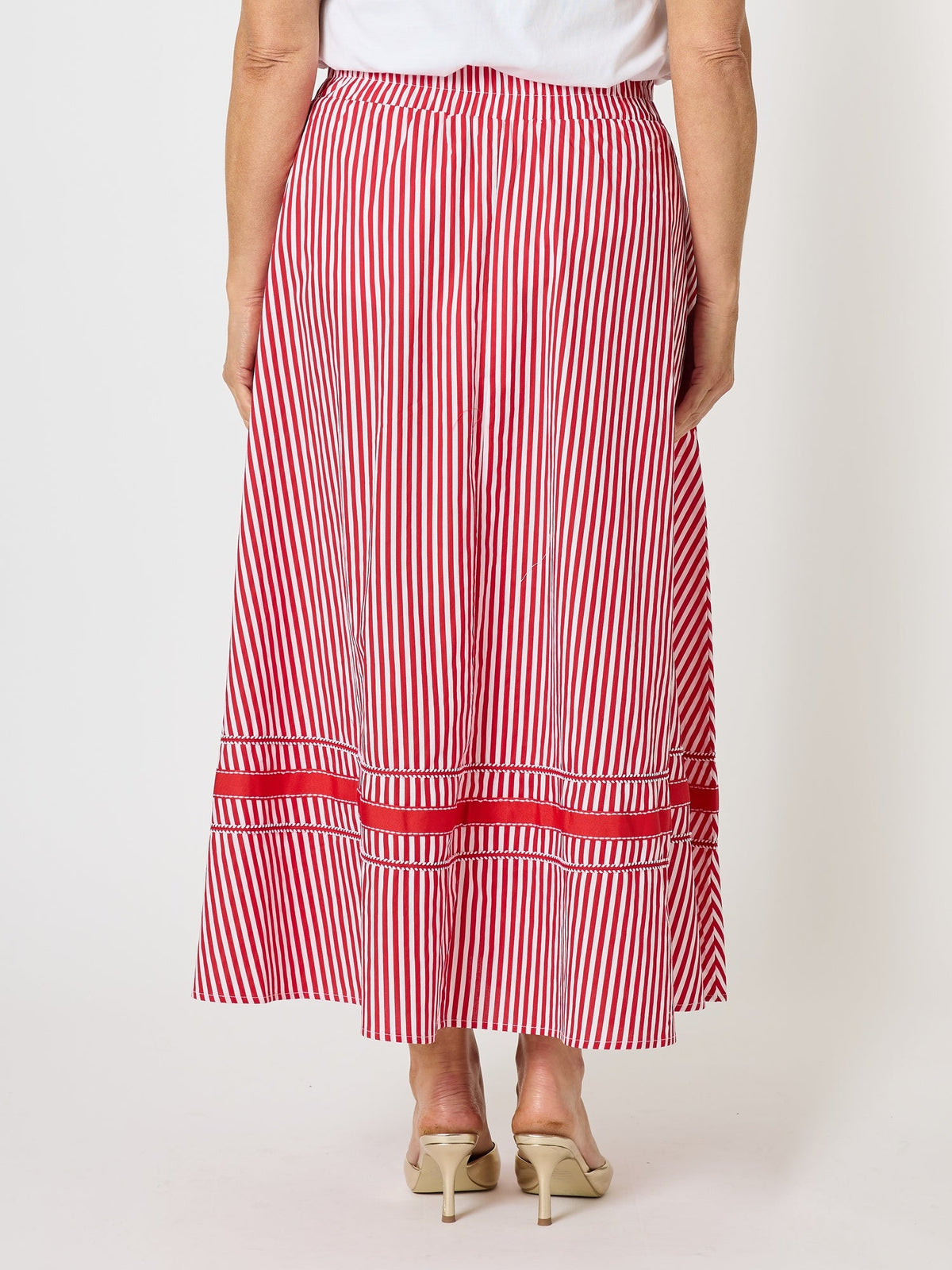 Threadz Candy Cane Stripe Print Skirt (Red/White)