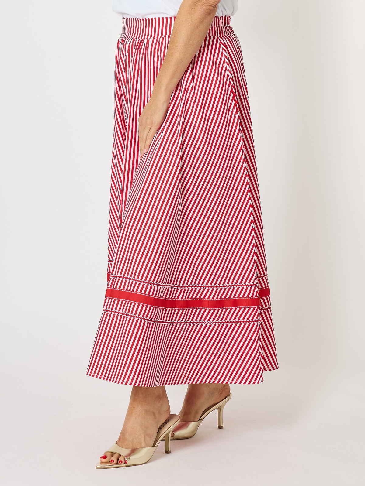Threadz Candy Cane Stripe Print Skirt (Red/White)