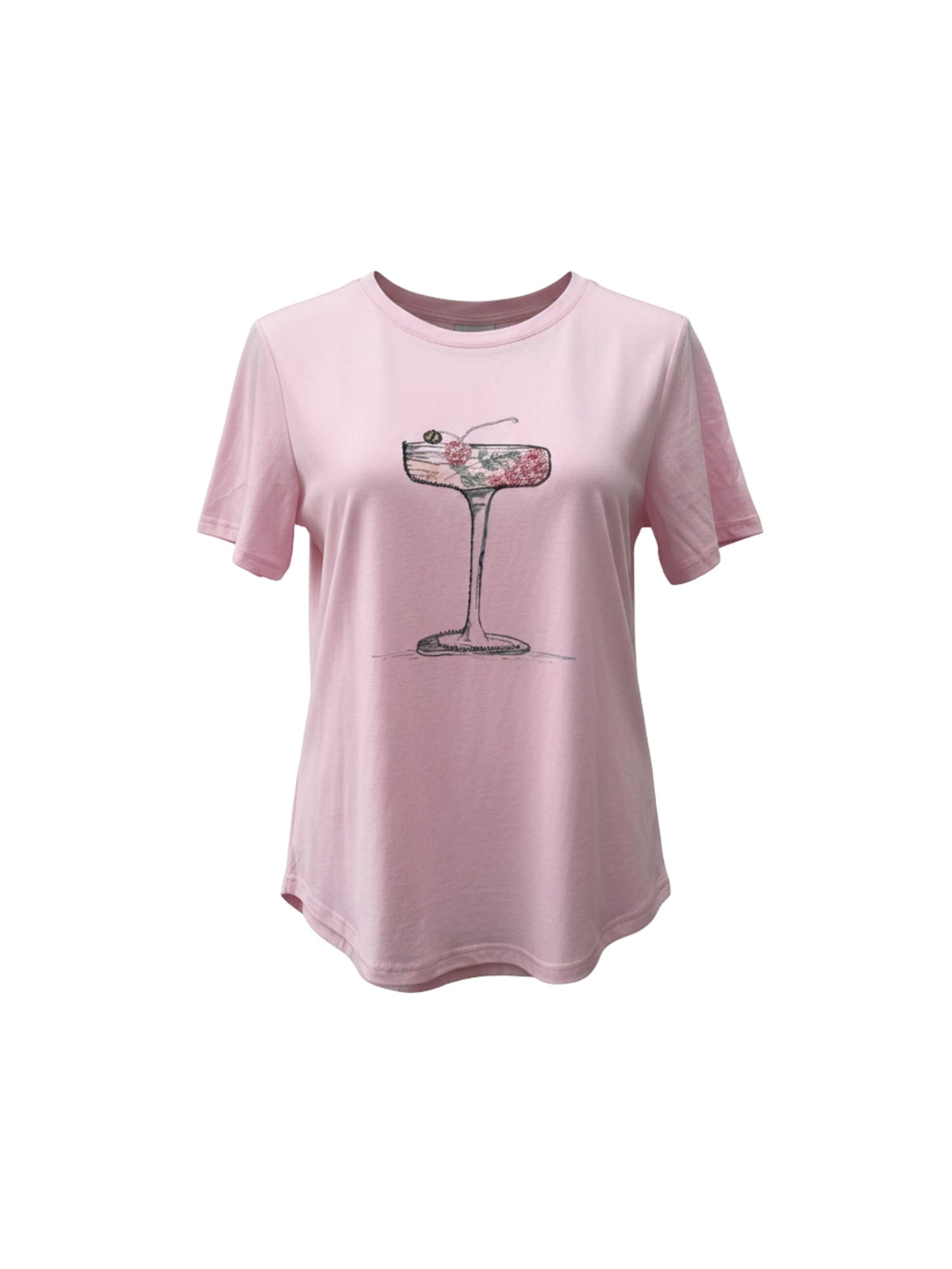 Threadz Sunset Sangria Embellished Cotton Tee (Pink)