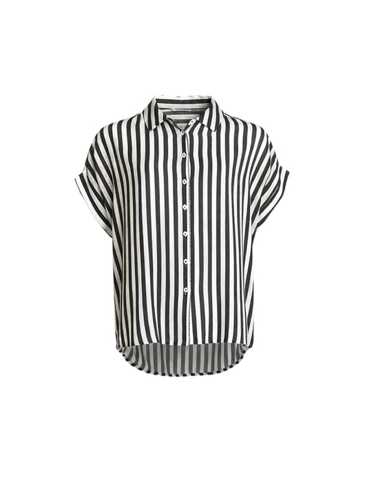 Threadz Bianca Stripe Print Shirt (Black/White)