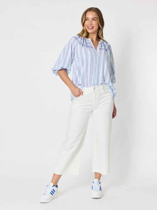 Threadz Seaside Stripe Print Top (Blue/White)