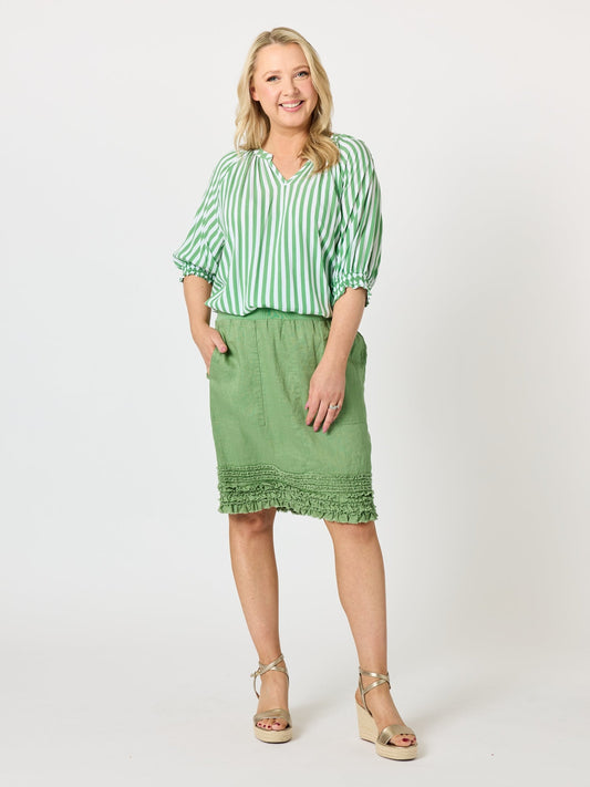 Threadz Harlequin Stripe Print Top (Apple White)