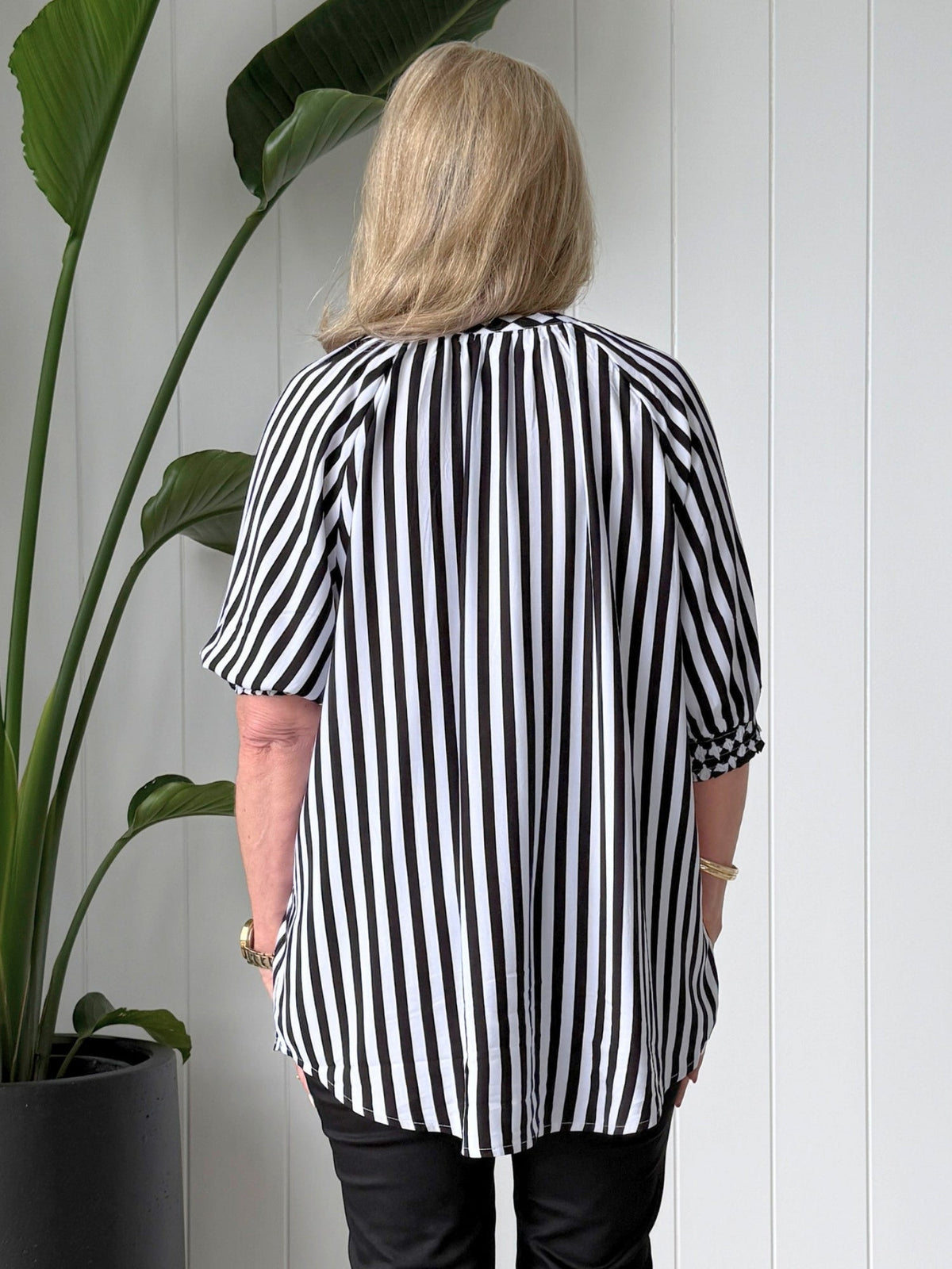 Threadz Harlequin Stripe Print Tunic (Black/White)
