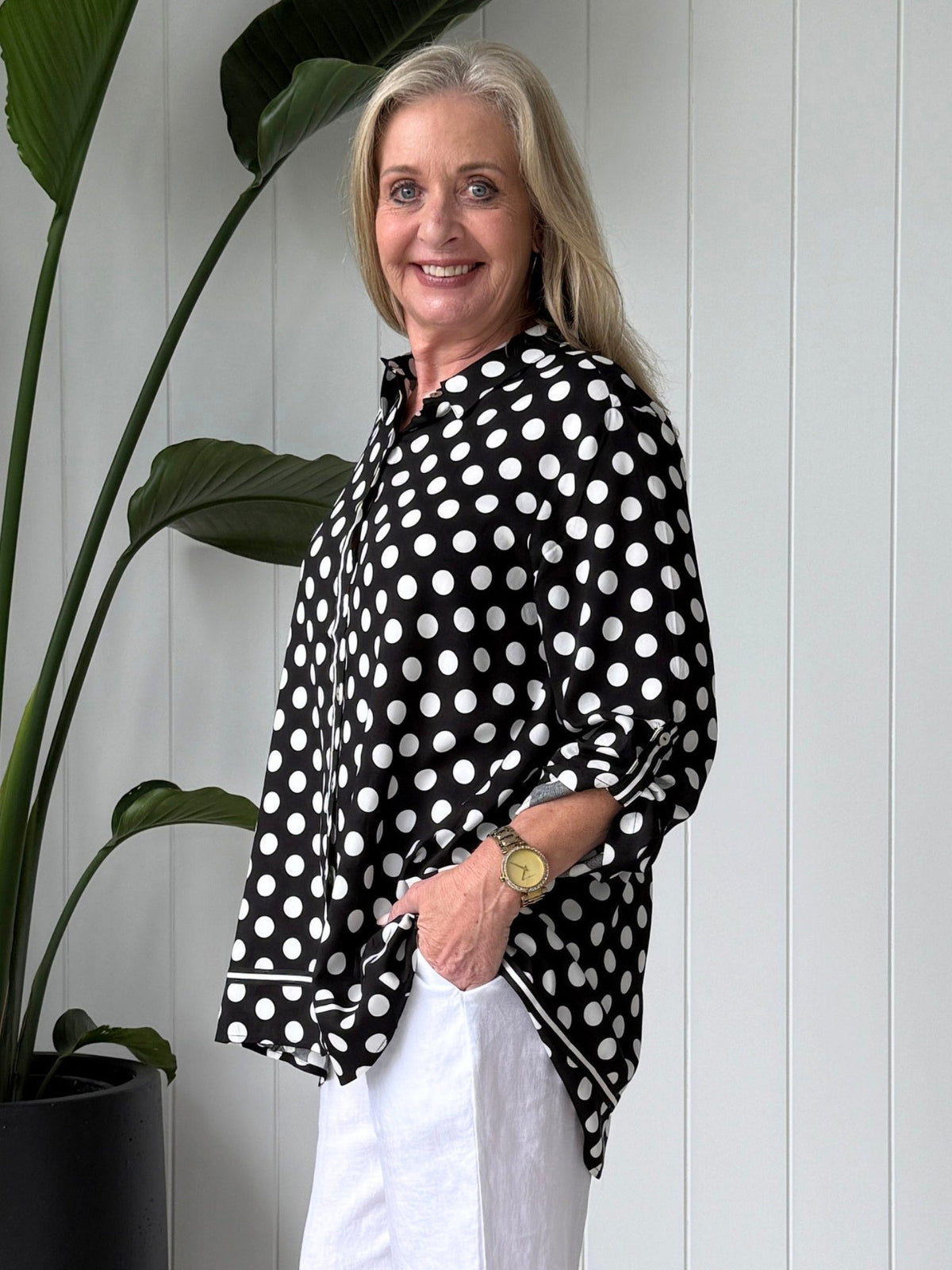 Clarity Del Mar Spot Print Shirt (Black/White)