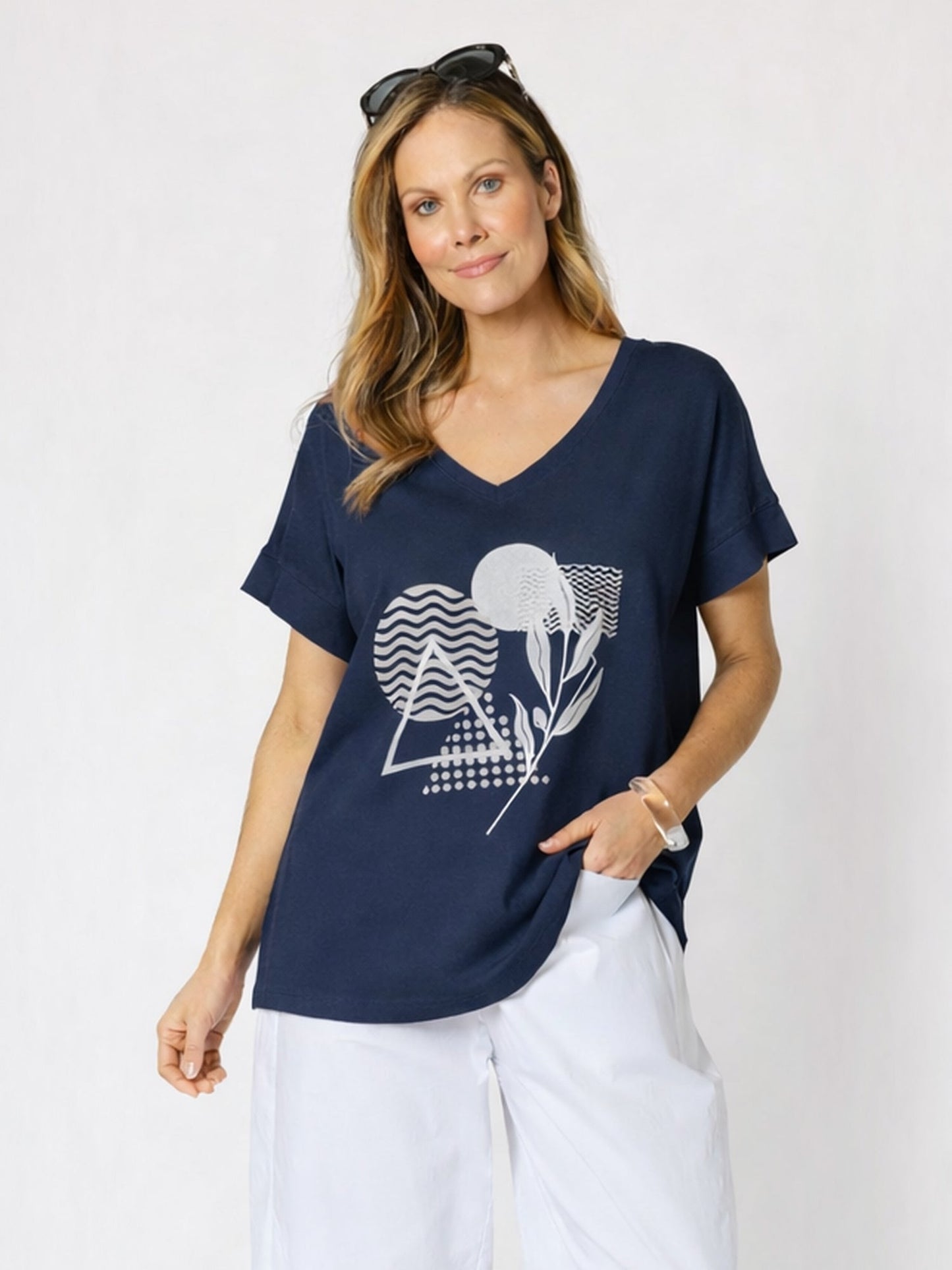 Clarity Orbit Print Top (Navy)