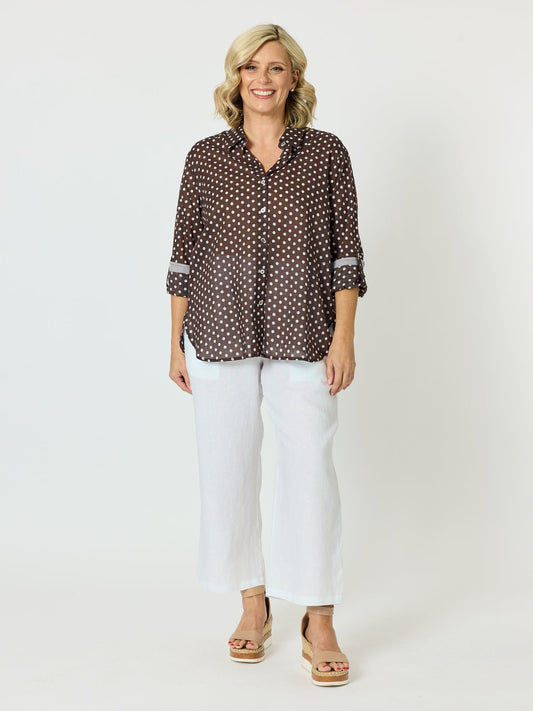 Gordon Smith Spotty Cotton Shirt (Koko White)