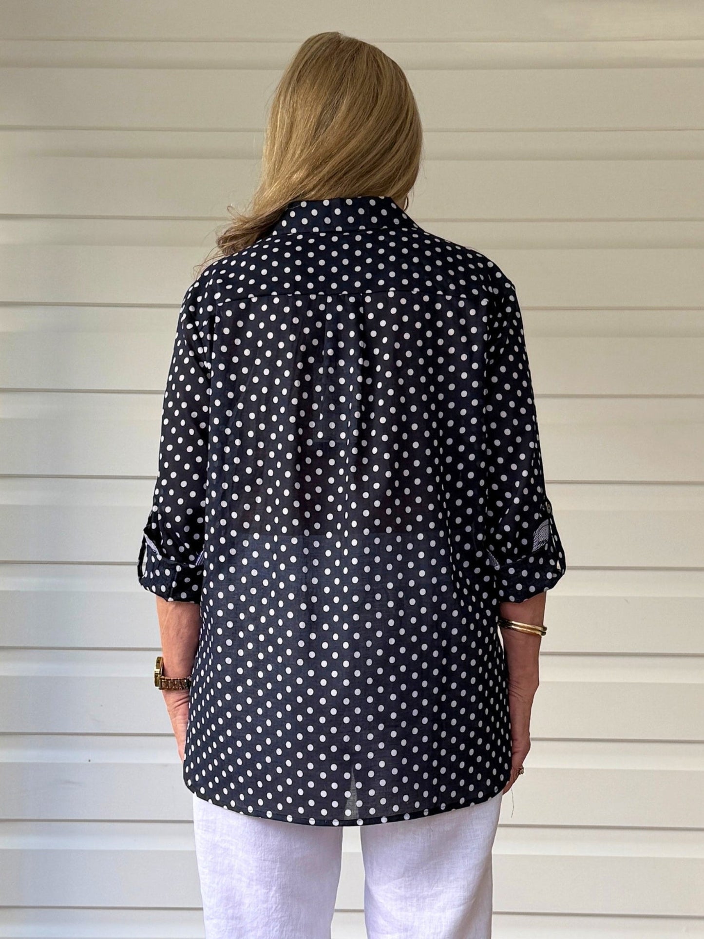 Gordon Smith Spotty Cotton Shirt (Navy/White)