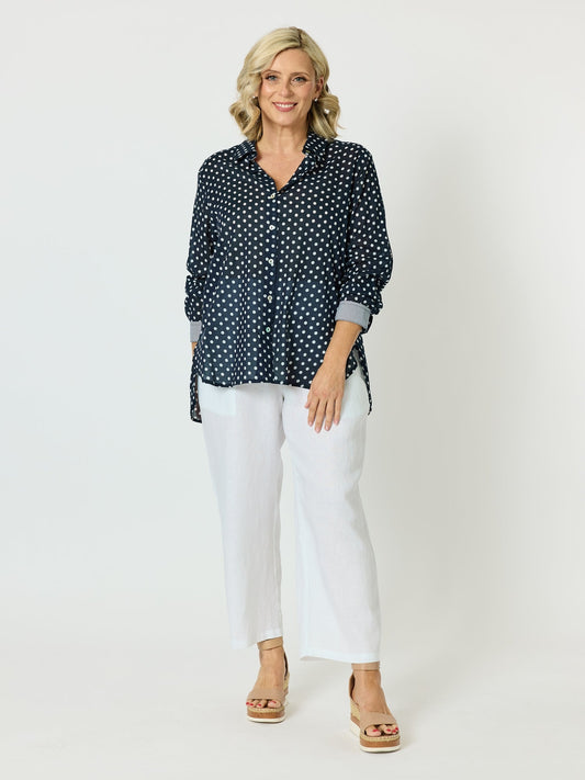 Gordon Smith Spotty Cotton Shirt (Navy/White)