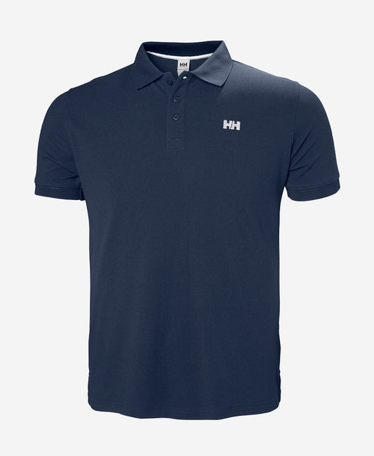 Image of a model wearing Tops. Product name - DRIFTLINE POLO, Navy in Navy colour by brand - Helly Hansen