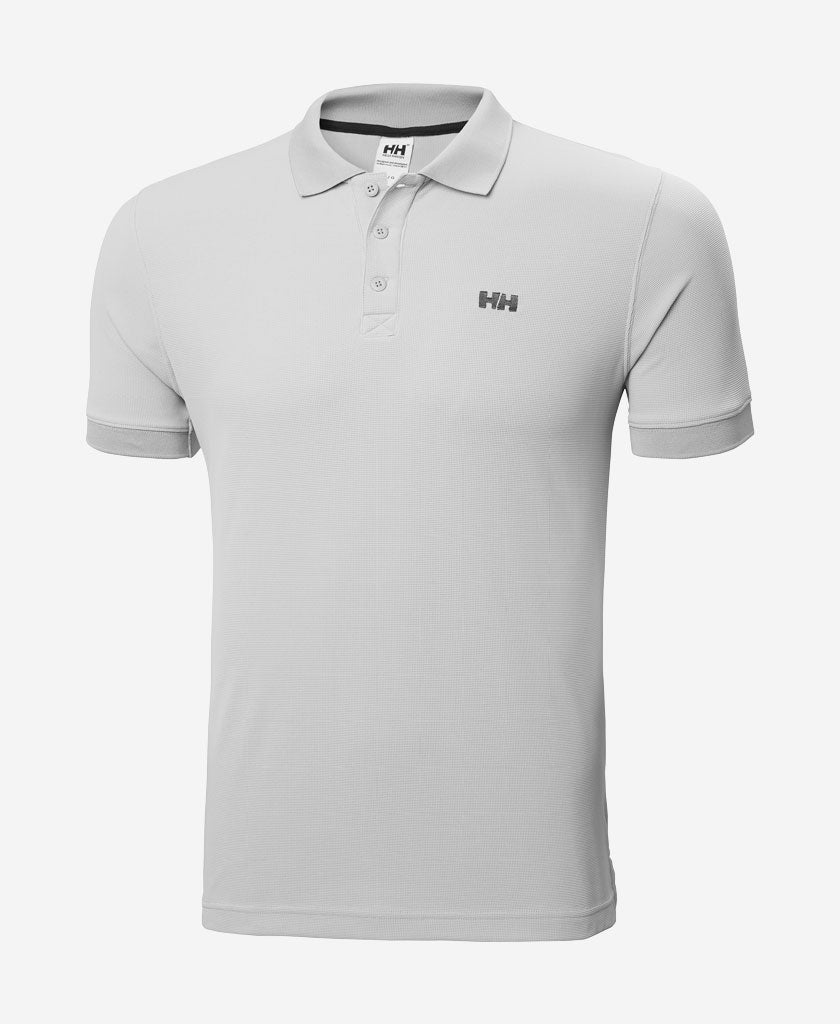 Image of a model wearing Tops. Product name - DRIFTLINE POLO, Grey Fog in Grey Fog colour by brand - Helly Hansen